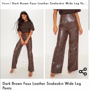 PrettyLittleThing Faux Leather Snakeskin Pants